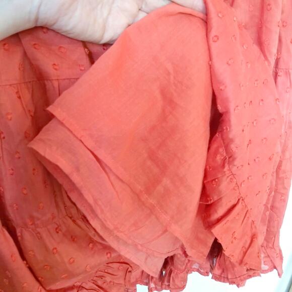 Angie Womens S Tiered Summer Sun Dress Beach Cover-up Swiss Dot Terracotta Boho - Picture 6 of 11